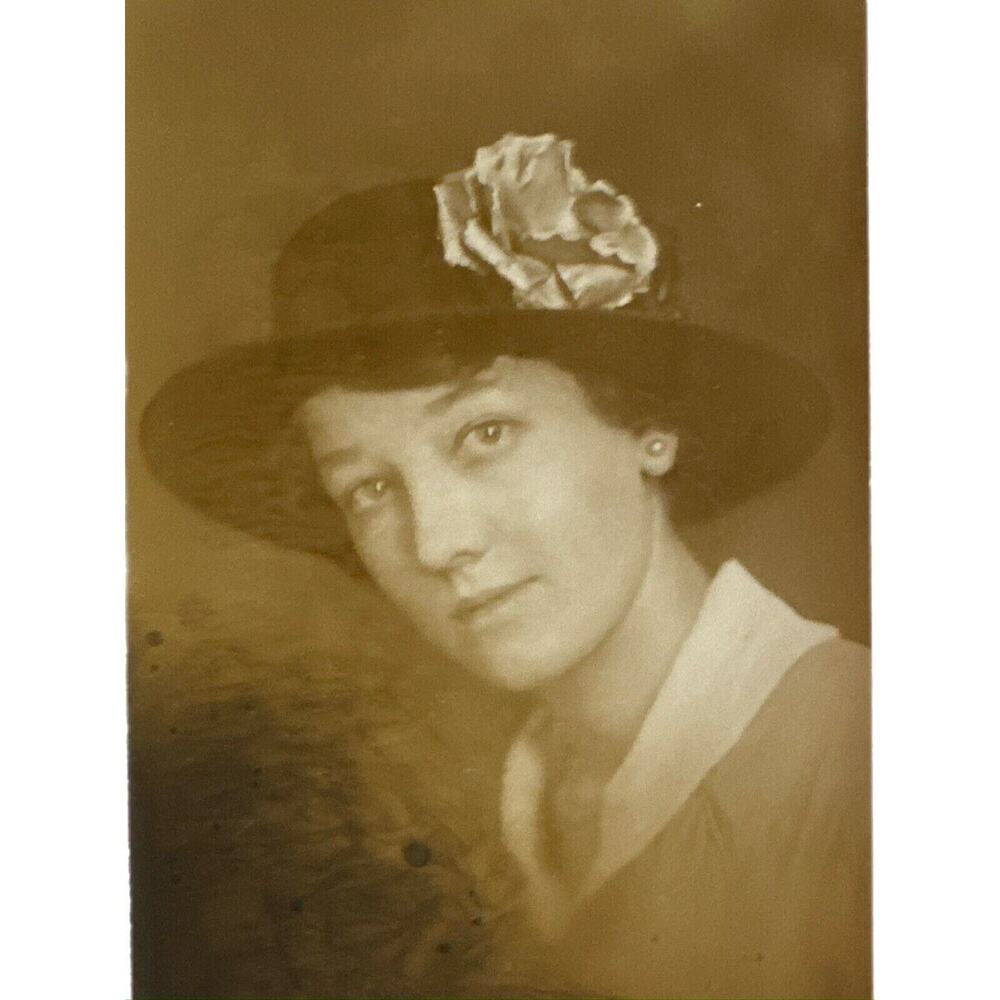 Antique RPPC Postcard Portraits Ephemera Woman Portrait Greeting Card Sepia Tone